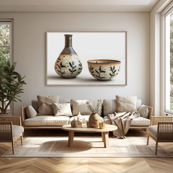 Earthy pottery pieces serve as functional art in your cozy Earthy Living Room