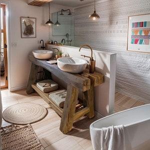 Handmade pottery adds a personal touch to your chalet bathroom