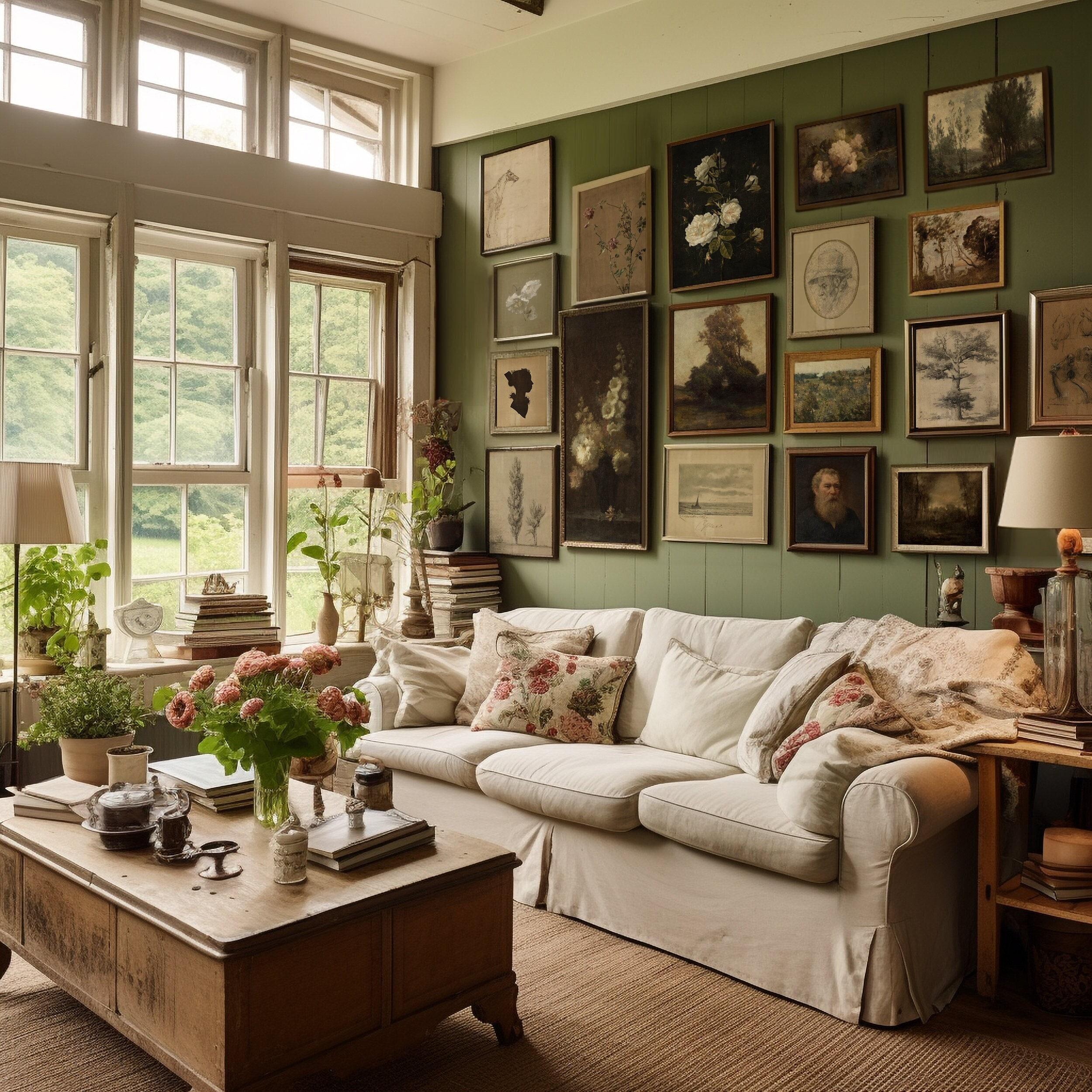 A well-curated gallery wall showcases your style within the vintage living room
