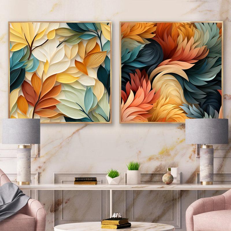 Add a splash of color with botanical prints for vibrancy in your Earthy Living Room