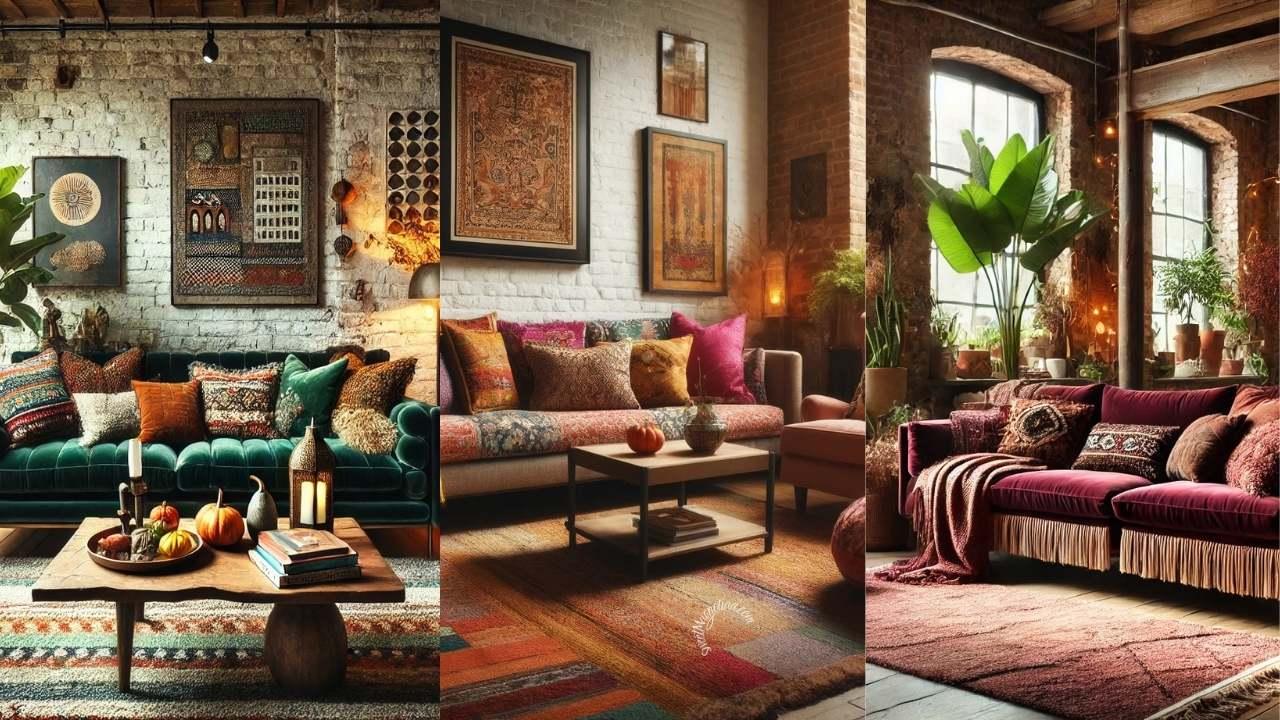 Bohemian Bliss: A colorful Living Room filled with patterns and textures