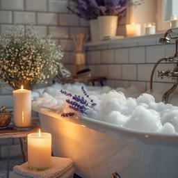 Scented candles to create a calming atmosphere in your Chalet Bathroom