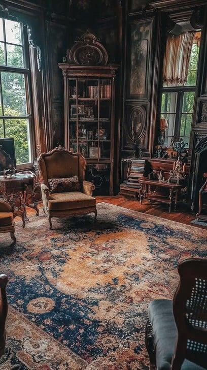 Classic books in a vintage living room invite quiet moments of reflection and nostalgia