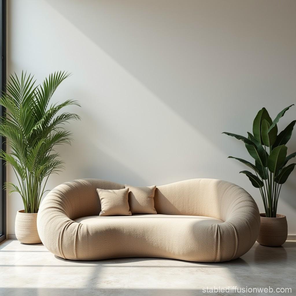 Choose an organic-shaped sofa for a relaxed, inviting earthy living room atmosphere