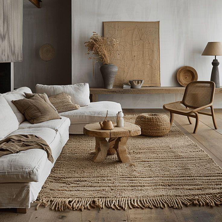 Add a natural fiber rug to ground your Earthy Living Room and promote warmth