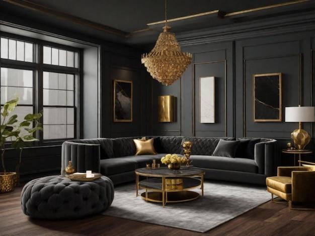 Add a touch of metallic with brass accents for a contemporary earthy living room twist