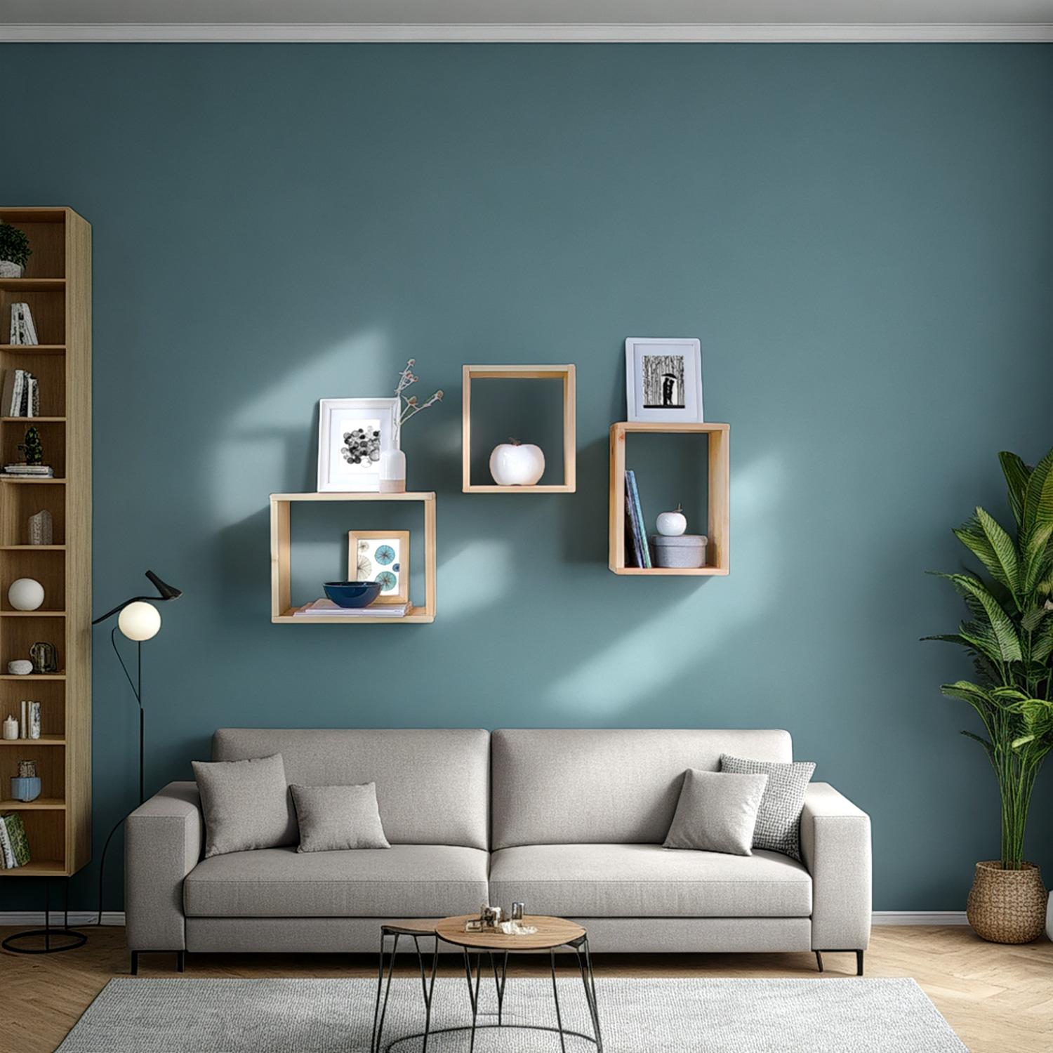 Embrace open shelving with earthy accessories for a curated look in your Earthy Living Room