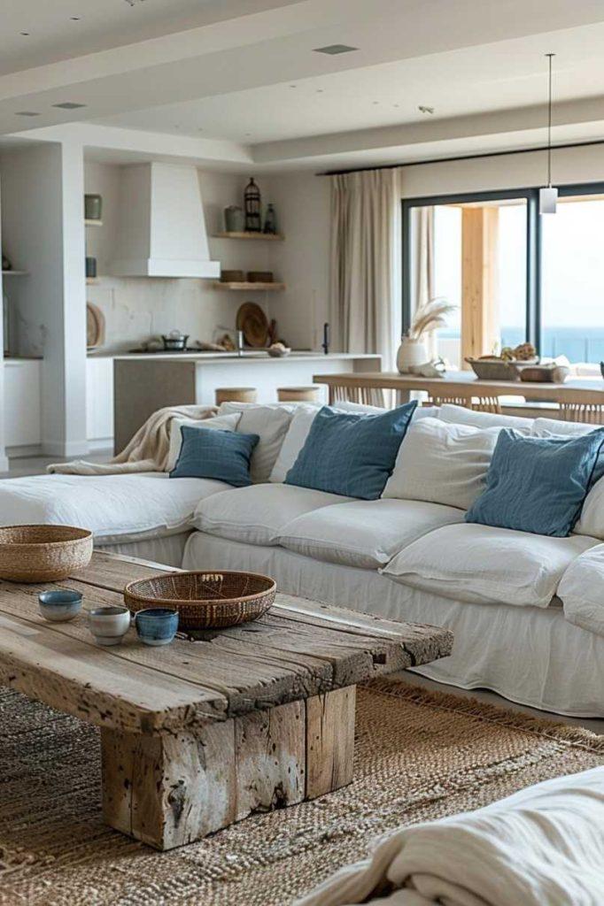 Coastal Living Room: Incorporate soft blues and natural textures for tranquility
