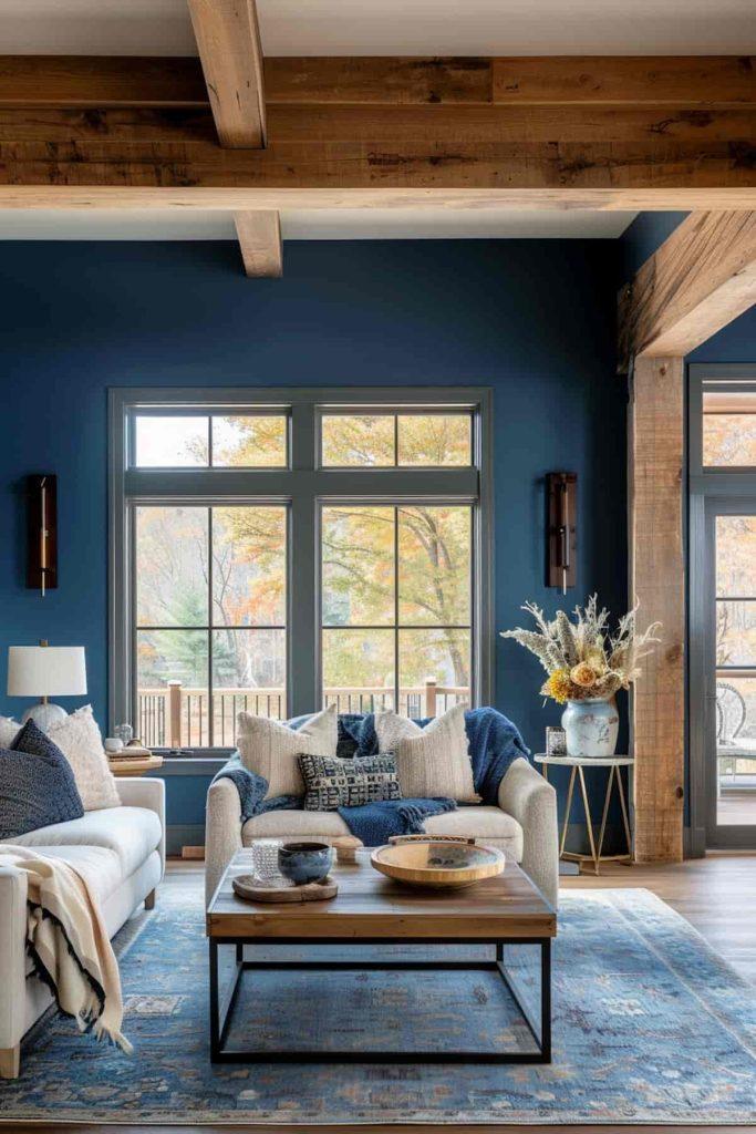 Use natural wood elements‌ to warm up ⁣your blue living room