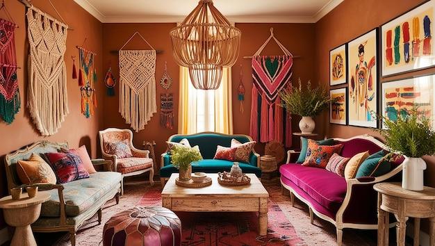 Bohemian Living Room: Embrace eclectic patterns‍ and vibrant colors