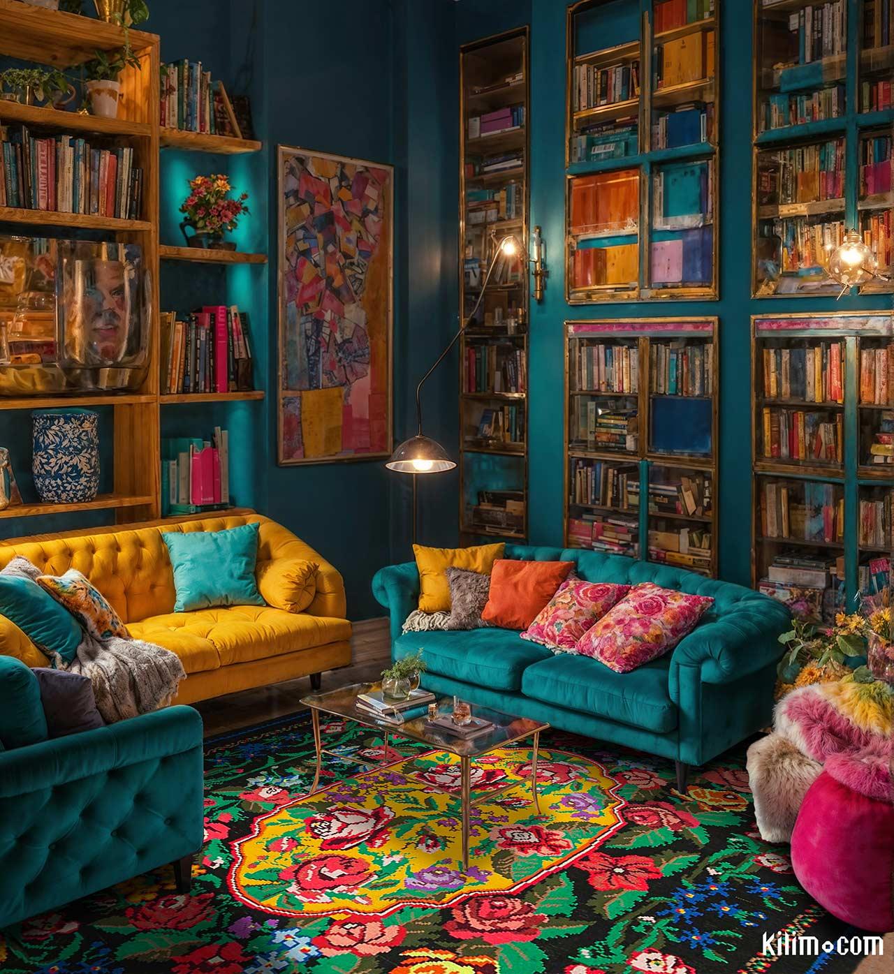Bohemian Living Room: Embrace eclectic patterns and vibrant colors