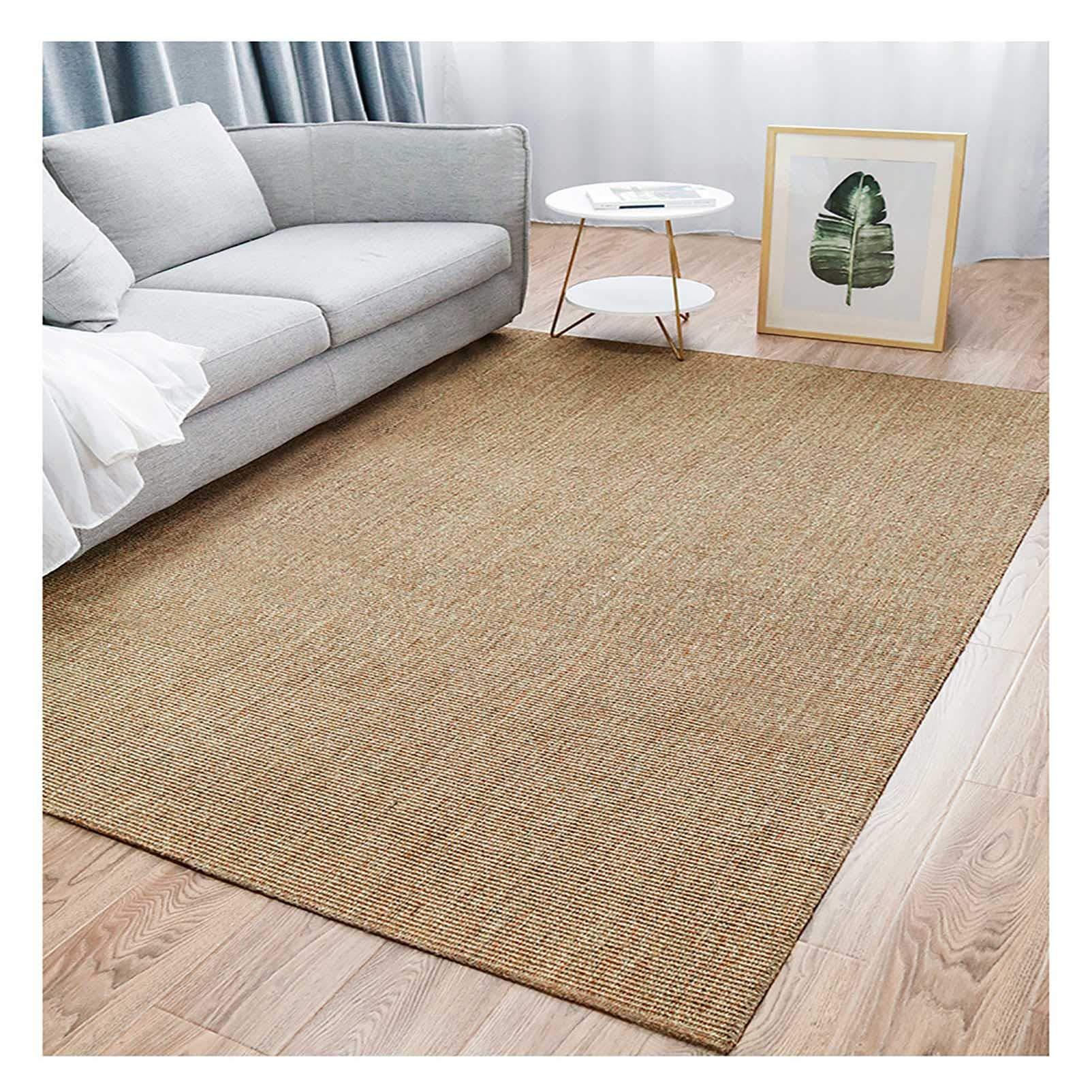 Use natural fibers like jute or sisal for rugs in your earthy living room