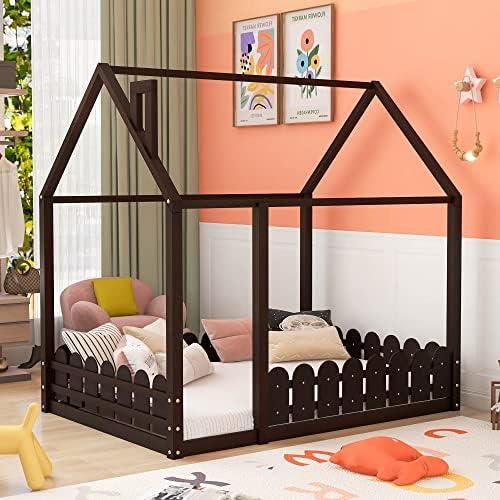 Charming Kid's House Bed, Stylish and Safe for Sleep!