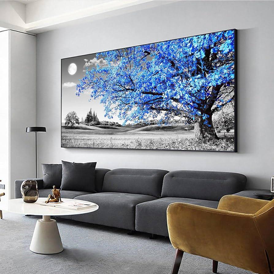 Incorporate modern artwork to enhance your blue living ‍room style