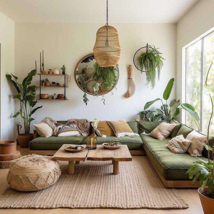 Incorporate natural wood furniture to enhance your Earthy Living Rooms organic vibe
