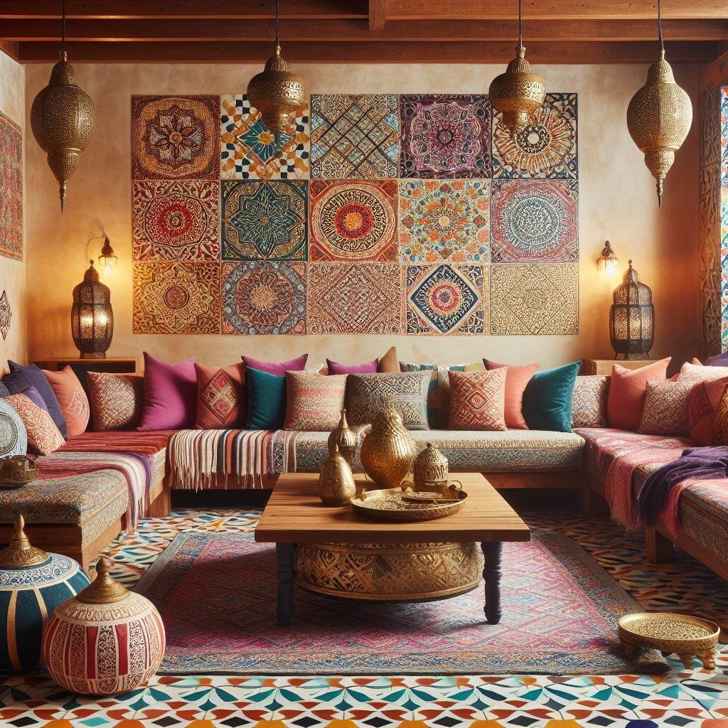 Moroccan Living Room: Layer textiles and incorporate intricate patterns for exotic flair