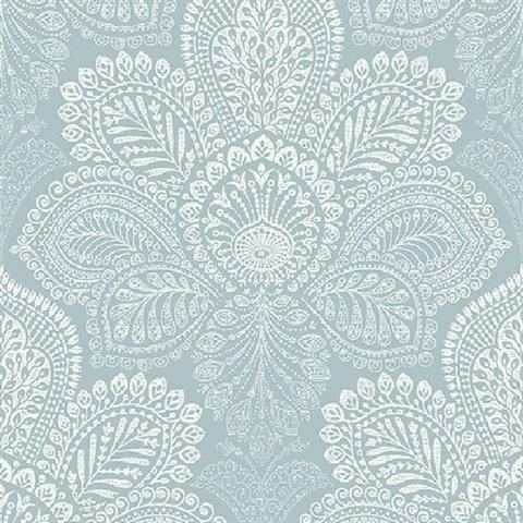 Utilize blue wallpaper with subtle patterns for added dimension