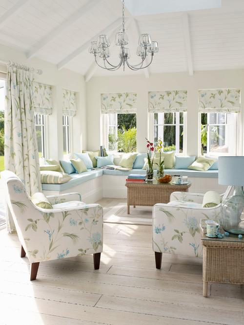 Coastal Calm: Soft tones create a serene living room atmosphere