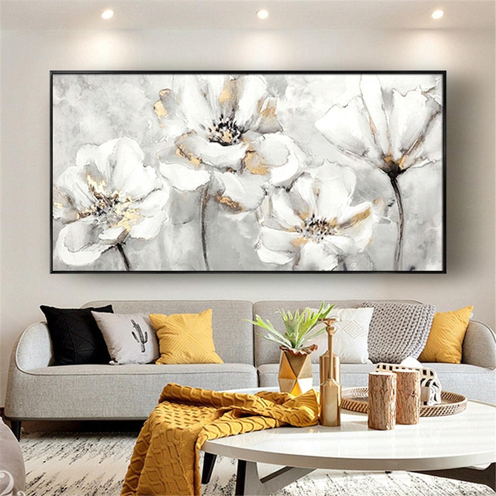 Hang oversized artwork as a focal point in your contemporary living room