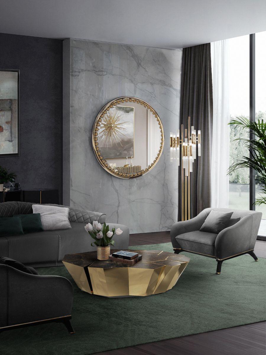 Add mirrors to enhance light and space in your contemporary living room