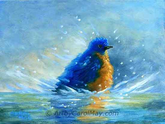 Use artwork with blue tones to create focal points