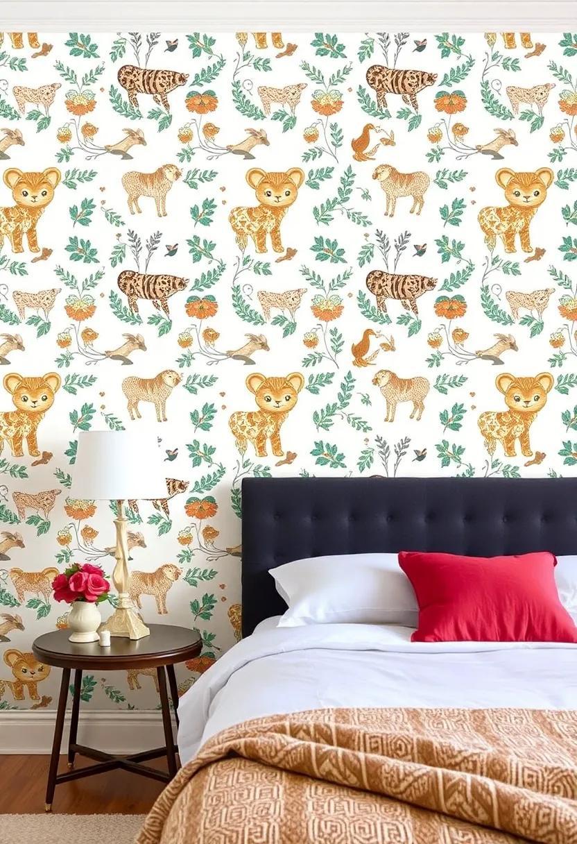 Whimsical Retreat: Transform Your Bedroom with Animal Motif Wallpapers