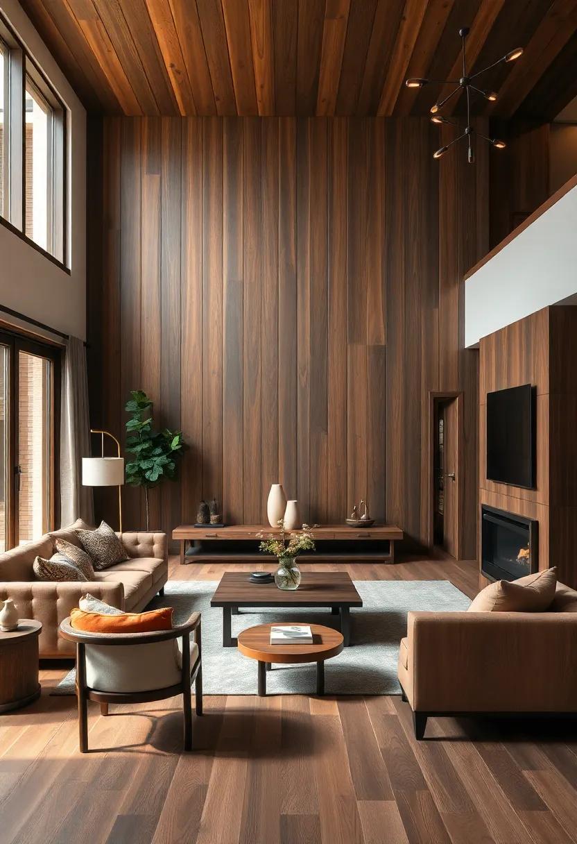 Embracing Warmth: Designing a Rustic Living Room with Rich Dark Wood Tones