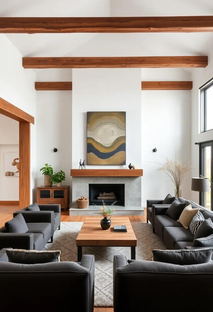 Timber Touch: Crafting a Masculine Living Room with Wooden Beams and Bold Decor Timber Touch: Crafting a Masculine Living Room with Wooden Beams and Bold Decor