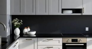 Elegant Contrast: Transform Your Space with Gray Cabinets and Black Countertops