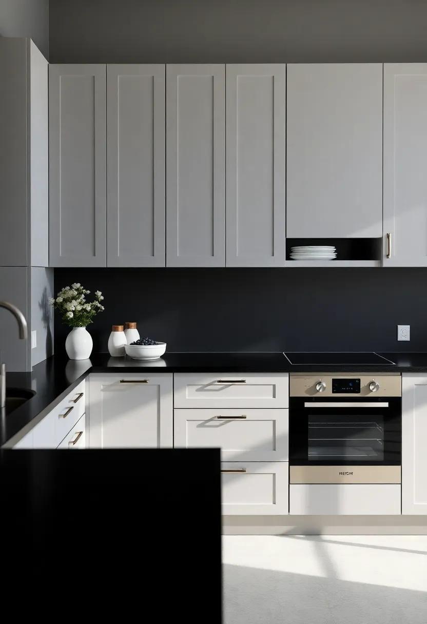 Elegant Contrast: Transform Your Space with Gray Cabinets and Black Countertops