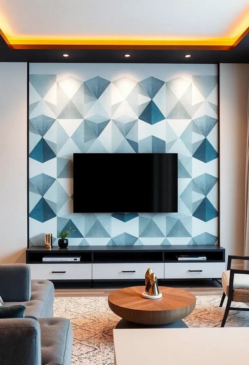 Elevate Your Space: Modern Geometric Patterns for a Stunning TV Wall Design