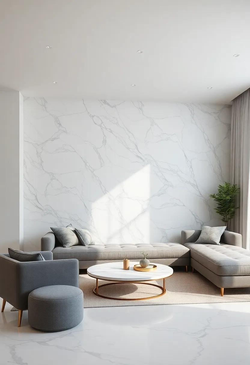 Transform Your Living Room: The Elegance of Marble Effect Wallpaper