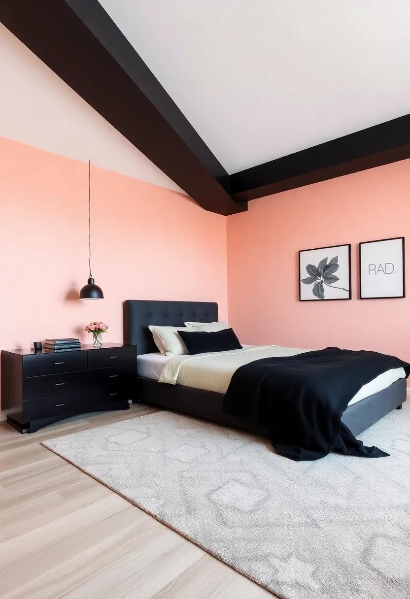 Chic Dreams: Designing Bedroom Walls with Striking Black Accents