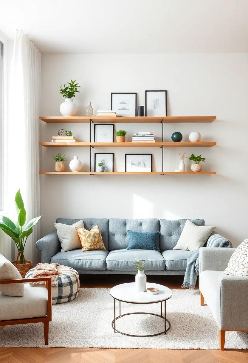 Strategically Placing Shelves for ​Optimal Visual Appeal in Cozy Living Rooms