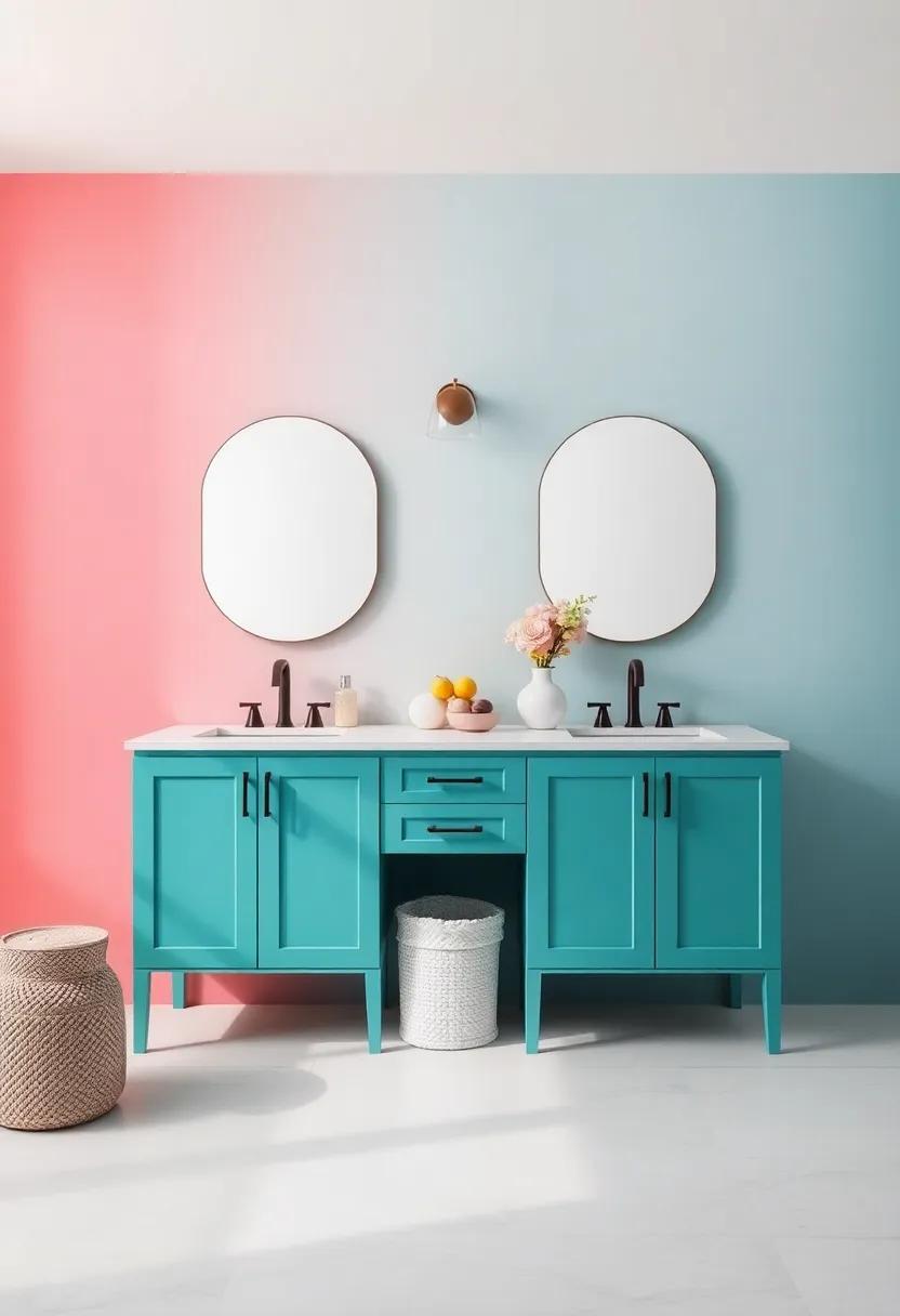 15) Add‌ a pop of color by painting vanity cabinets ‌in a bold hue, revitalizing the space ⁣with⁤ energy⁣ and vibrancy