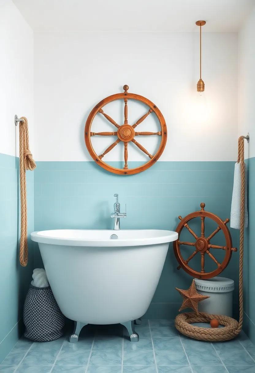 9) Adopt a‌ nautical theme using‌ elements ⁢like‍ ship wheels, ropes, or maritime colors ⁤to evoke a beachy, serene mood