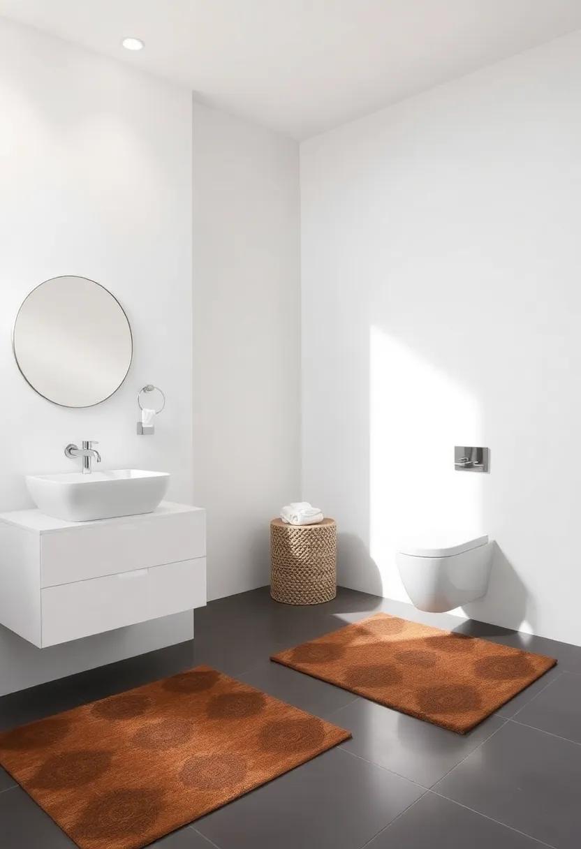 Contrasting Rugs with Bathroom Fixtures for a Striking Look