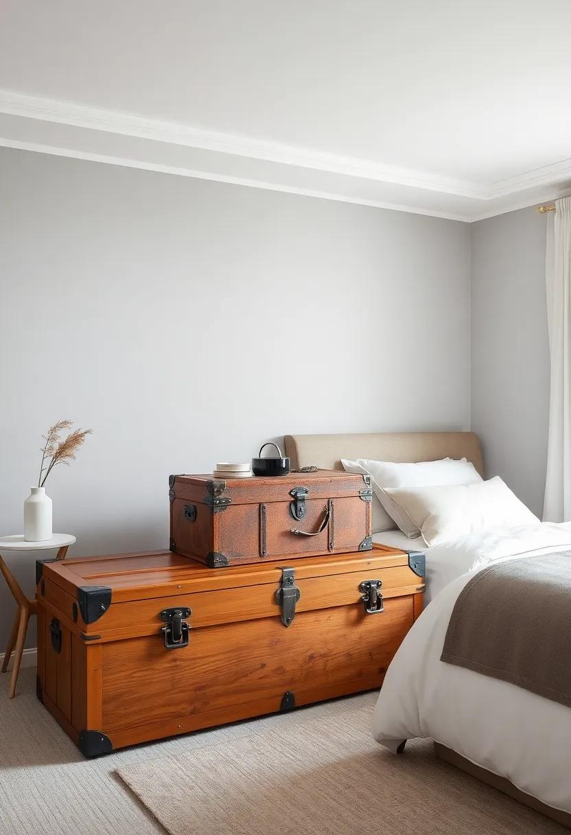 Chic vintage⁤ Trunks as Statement Pieces‌ in Modern ⁤Bedrooms