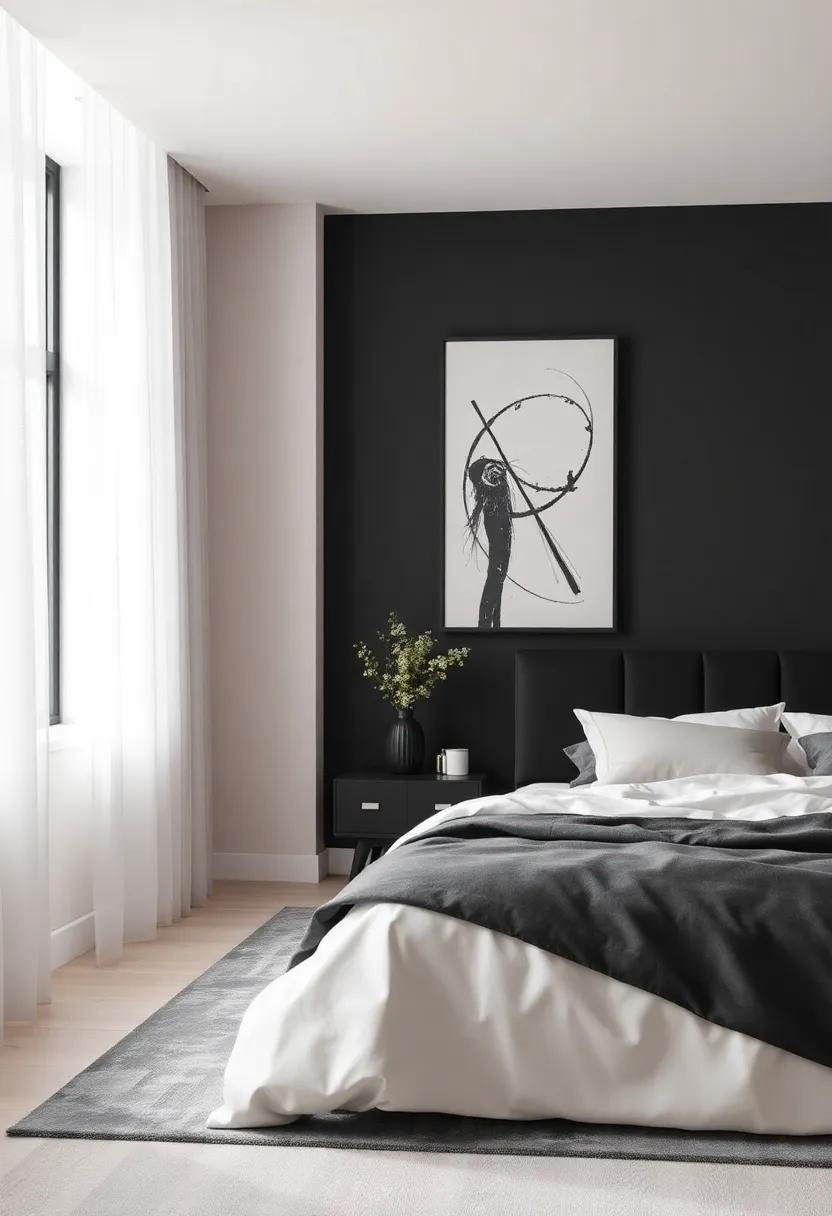 Chic Design Inspirations for Bedrooms with Black Accent Walls