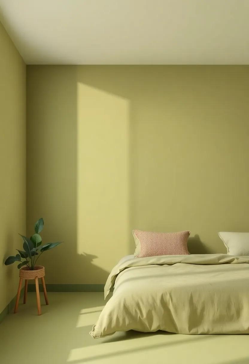 Embrace Serenity with Soft Olive Green ​Walls in Your ‍Bedroom