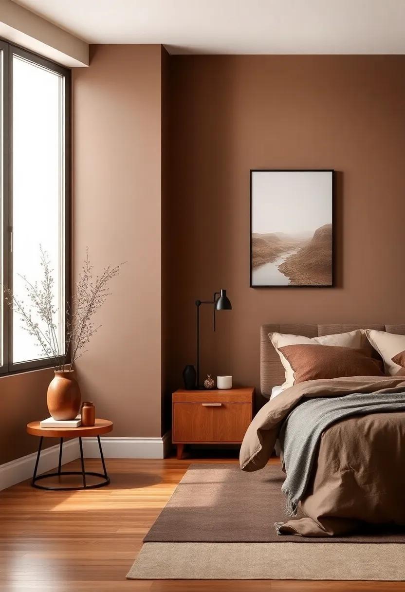 Rich Chocolate Brown Accents to Ground Your Bedroom Design
