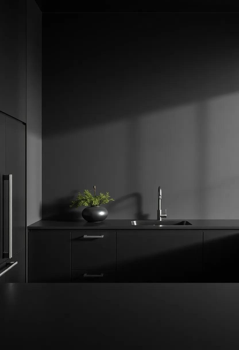 Exploring the Use of Texture in Black Kitchen Surfaces