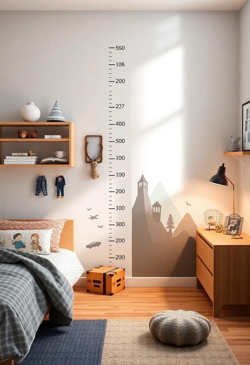 A Growth Chart‌ Marked with Milestones and Adventure⁣ Themes