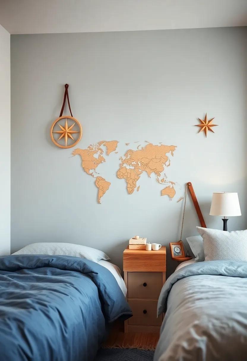 Personalized Decor with Maps,Compasses,and Adventure symbols