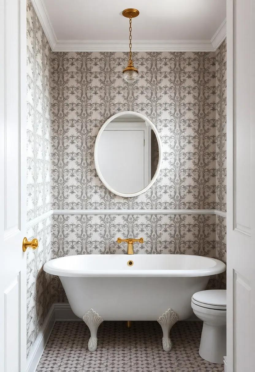 The​ Charm of Patterned Wallpaper‌ in a Vintage-Inspired Bathroom