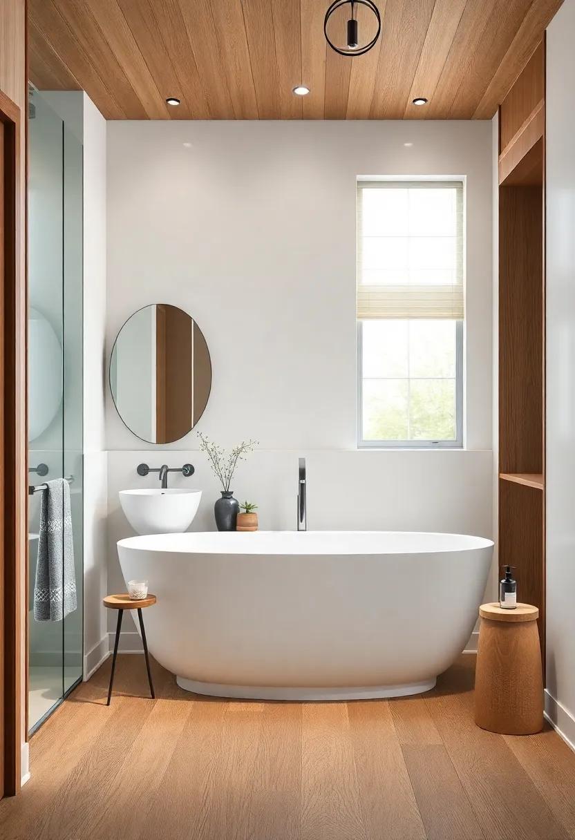 The Warmth of Wood Accents in a Sophisticated Bathroom Space