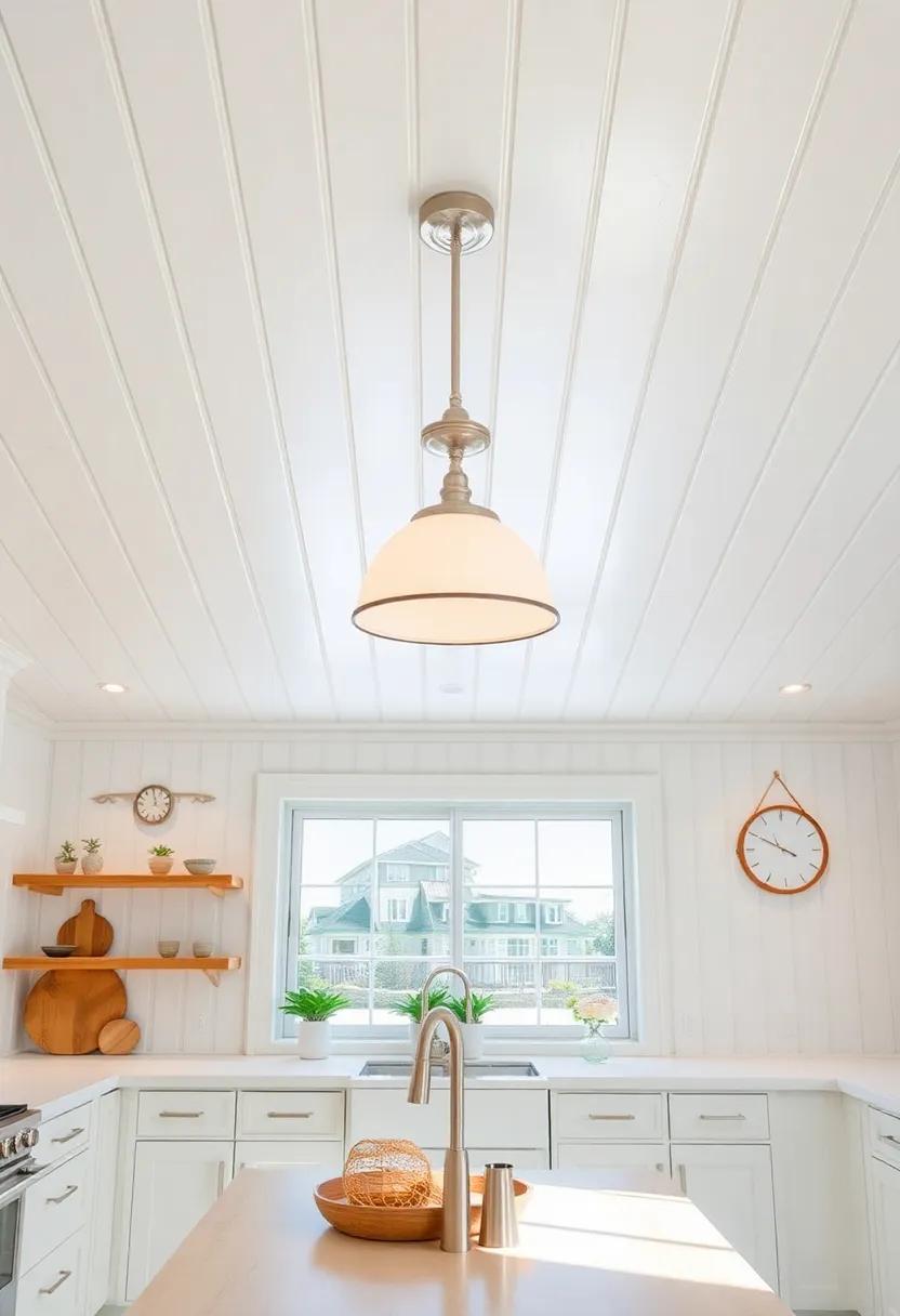 A ‍Ceiling Adorned‍ with Beadboard Panels for⁤ a Nautical Charm