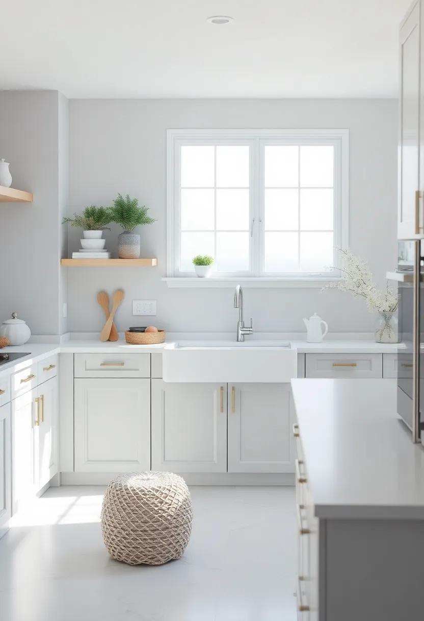 A Palette of Soft Grays and Whites ​Evoking Morning Fog