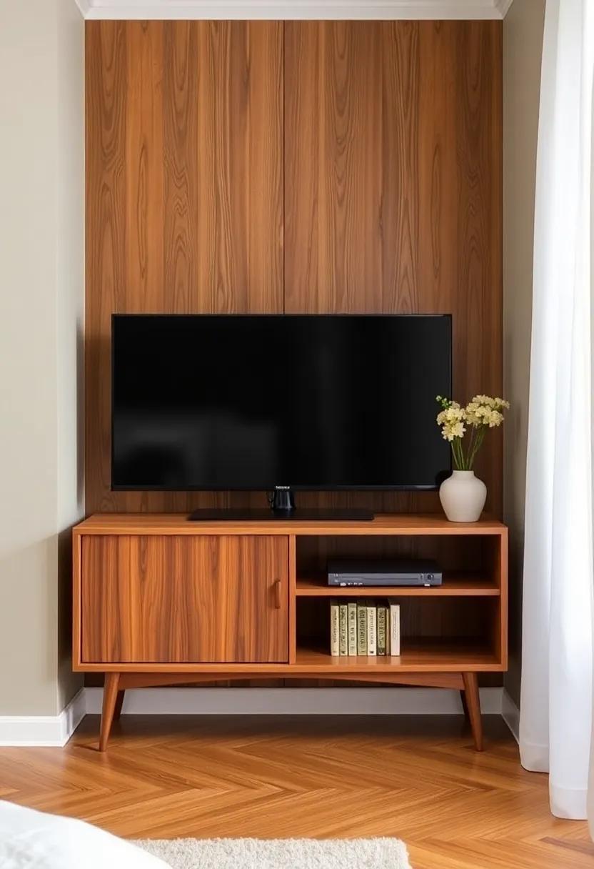 3) ‍Mid-Century Modern Charm – This ‍elegant⁤ option ​combines warm‍ wood ⁤tones with tapered ​legs, exuding vintage⁢ aesthetics and making‍ your TV the ​centerpiece​ of‌ your room