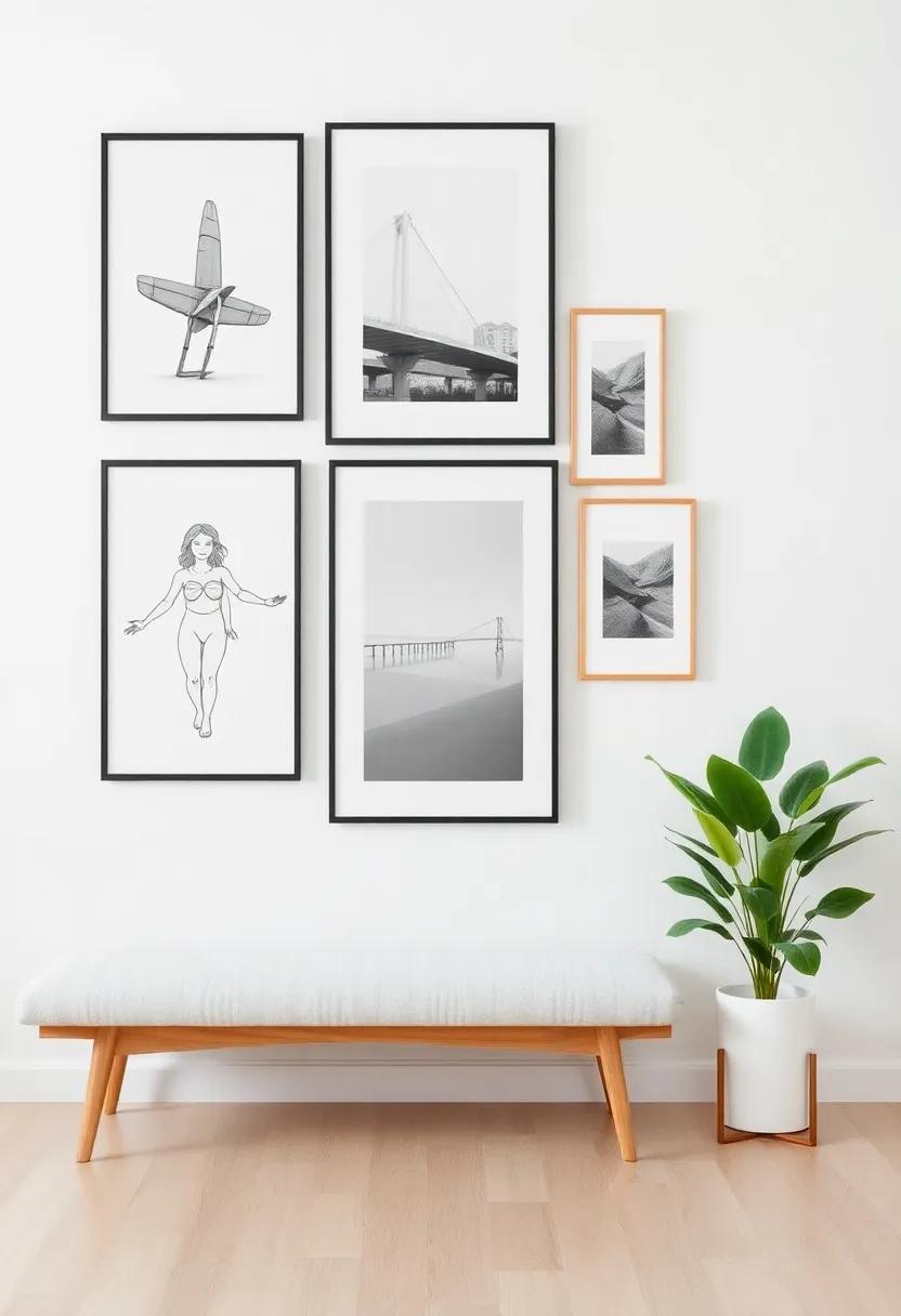 14) Create‍ a ​gallery wall with framed art or photographs to showcase your personality